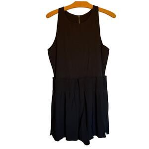 Athleta Cosmic Flutter Romper Shorts Sporty Tennis Halter Black One Piece Size L
